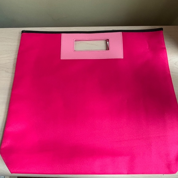 New Clinique Magenta Pink Tote Bag with Light Pink Handles - Picture 2 of 5